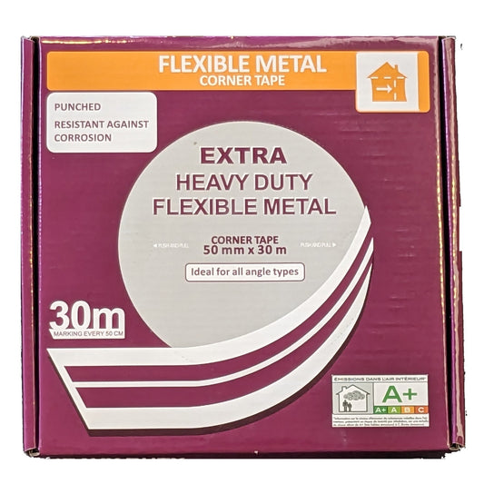 Extra Heavy Duty Flexible Metal Corner Tape 50MM x 30M Corrosion Resistant - RSO - Render & Drylining Supplies